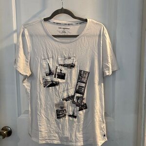 Karl Lagerfeld White Tee with Black Photo Collage